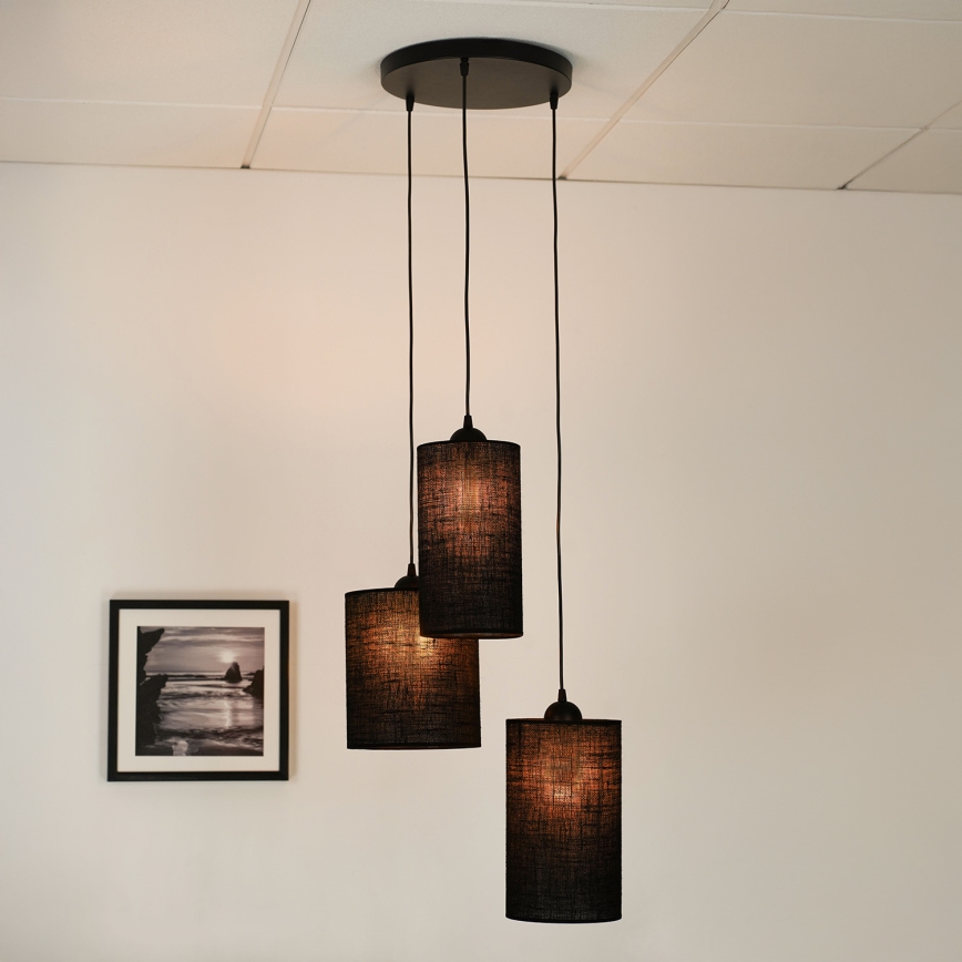 Brilagi - Suspension filaire TUBES 3xE27/15W/230V noir