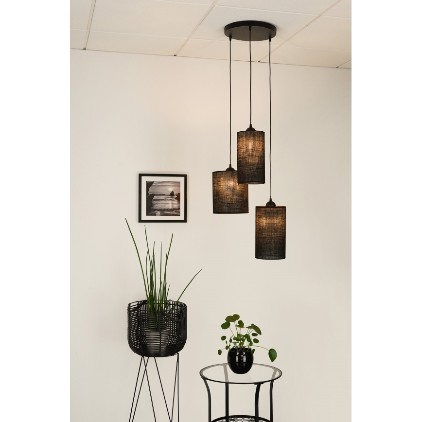 Brilagi - Suspension filaire TUBES 3xE27/15W/230V noir