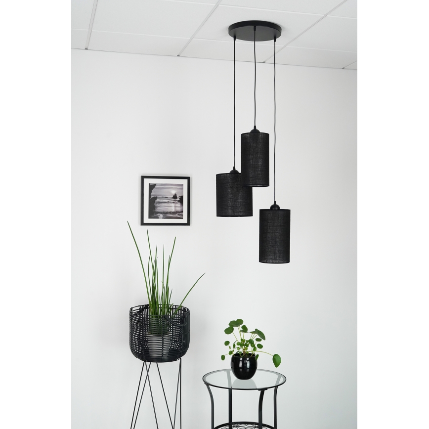 Brilagi - Suspension filaire TUBES 3xE27/15W/230V noir