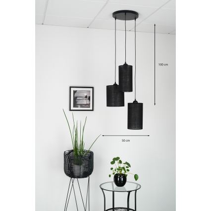 Brilagi - Suspension filaire TUBES 3xE27/15W/230V noir