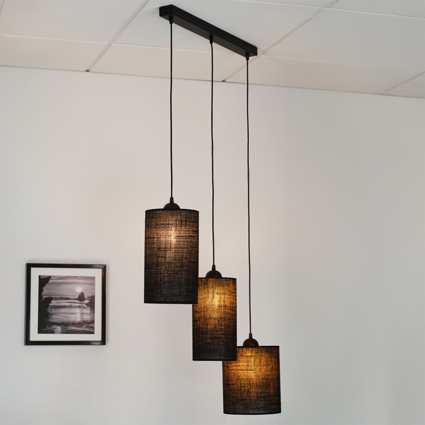 Brilagi - Suspension filaire TUBES 3xE27/15W/230V noir