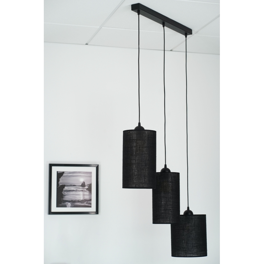 Brilagi - Suspension filaire TUBES 3xE27/15W/230V noir