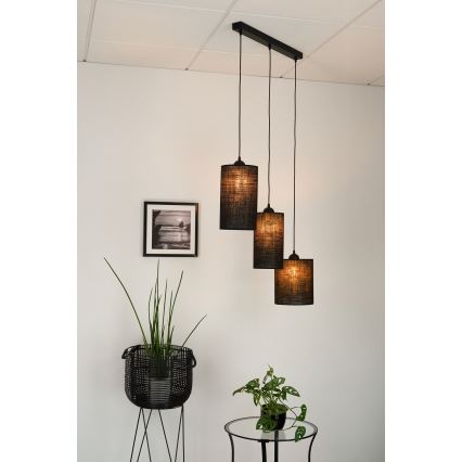 Brilagi - Suspension filaire TUBES 3xE27/15W/230V noir
