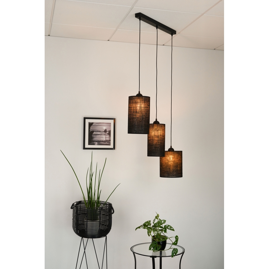 Brilagi - Suspension filaire TUBES 3xE27/15W/230V noir
