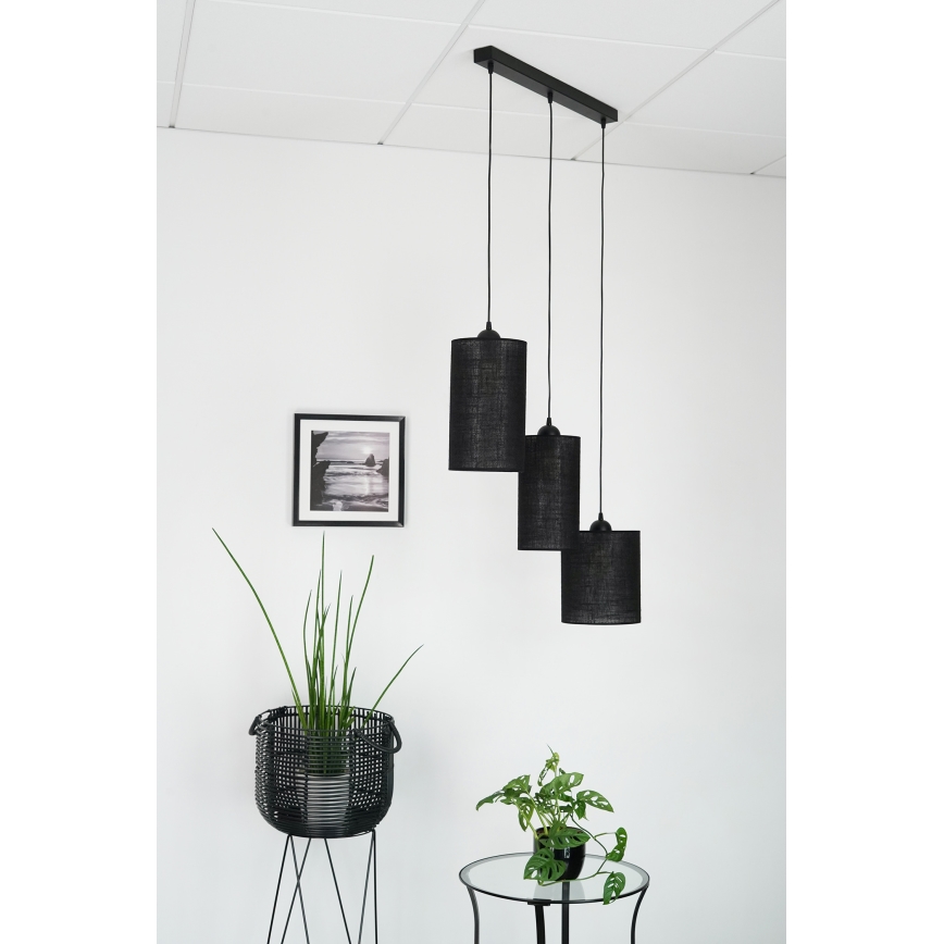 Brilagi - Suspension filaire TUBES 3xE27/15W/230V noir