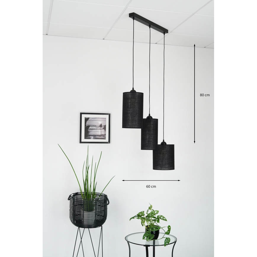 Brilagi - Suspension filaire TUBES 3xE27/15W/230V noir