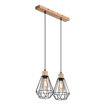 Brilagi - Suspension filaire WOODY BASKET 2xE27/60W/230V chêne