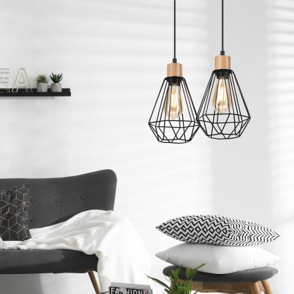 Brilagi - Suspension filaire WOODY BASKET 2xE27/60W/230V chêne