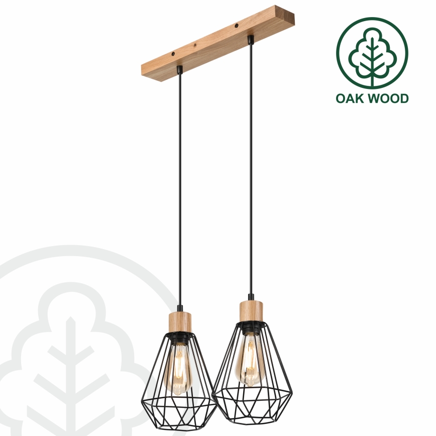 Brilagi - Suspension filaire WOODY BASKET 2xE27/60W/230V chêne