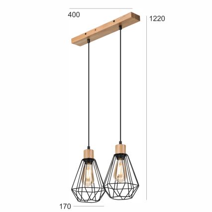 Brilagi - Suspension filaire WOODY BASKET 2xE27/60W/230V chêne