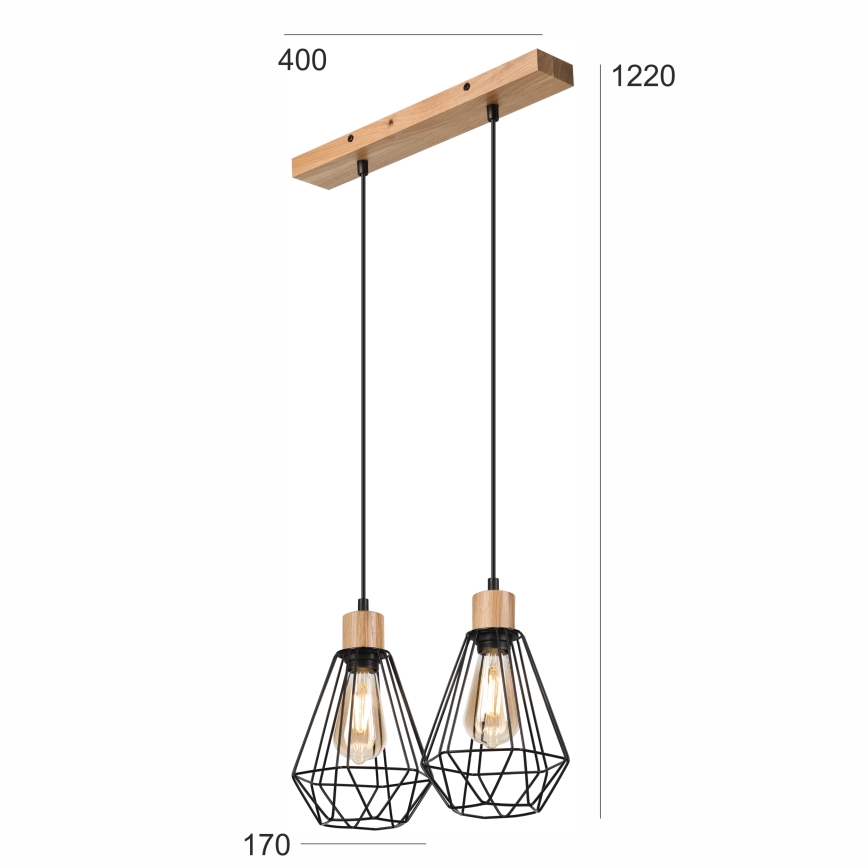 Brilagi - Suspension filaire WOODY BASKET 2xE27/60W/230V chêne