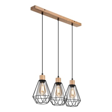 Brilagi - Suspension filaire WOODY BASKET 3xE27/60W/230V chêne
