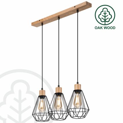 Brilagi - Suspension filaire WOODY BASKET 3xE27/60W/230V chêne