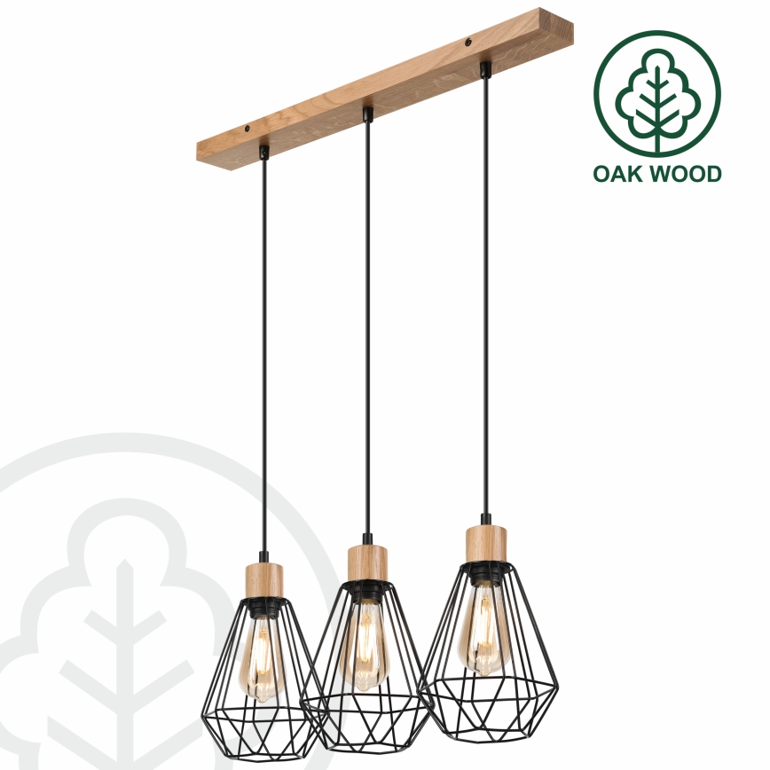 Brilagi - Suspension filaire WOODY BASKET 3xE27/60W/230V chêne