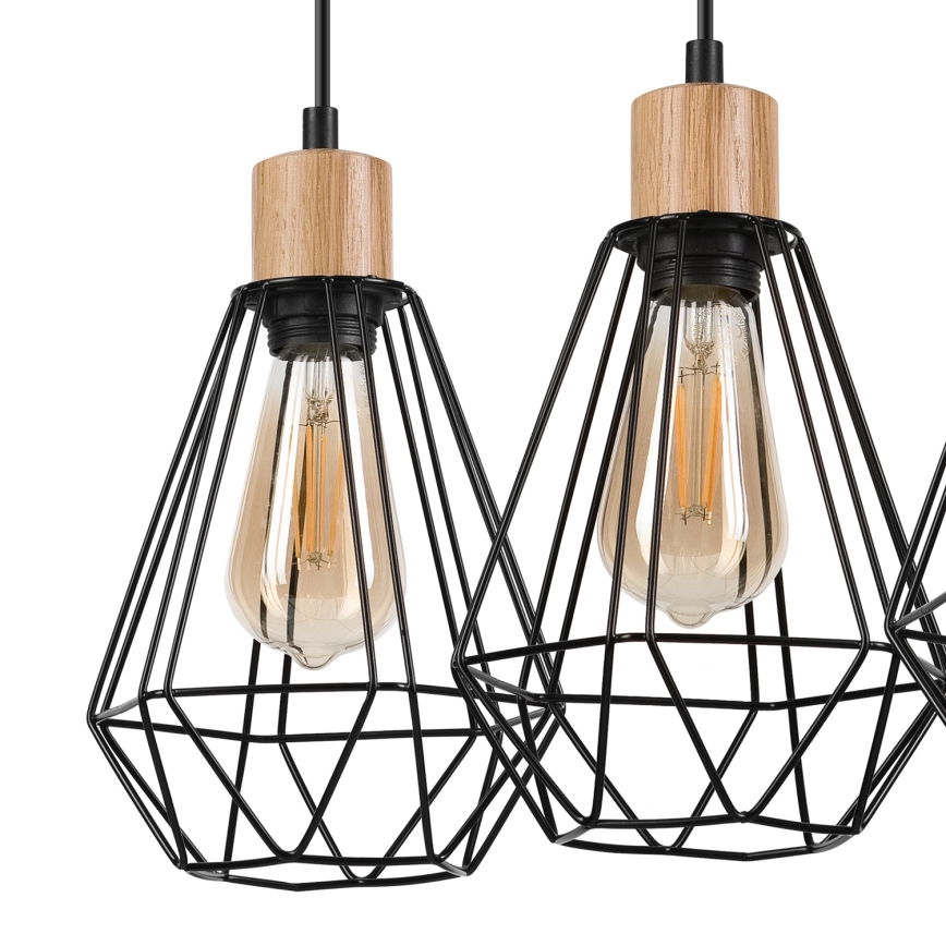 Brilagi - Suspension filaire WOODY BASKET 3xE27/60W/230V chêne