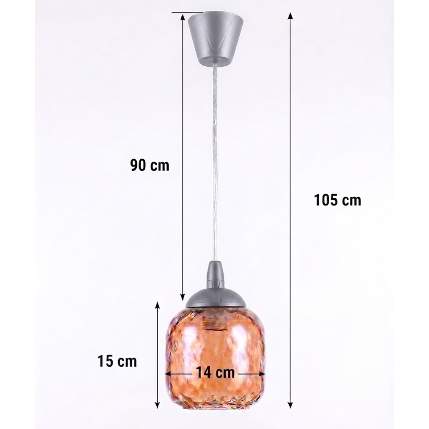 Brilagi - Suspension LED sur câble RETRO GLASS 1xE27/60W/230V Ø 14 cm argenté/brun fumé