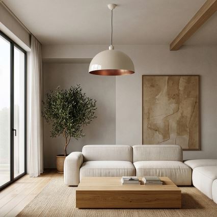 Brilagi - Suspension LED à câble METALO 1xE27/40W/230V Ø 40 cm beige/cuivré