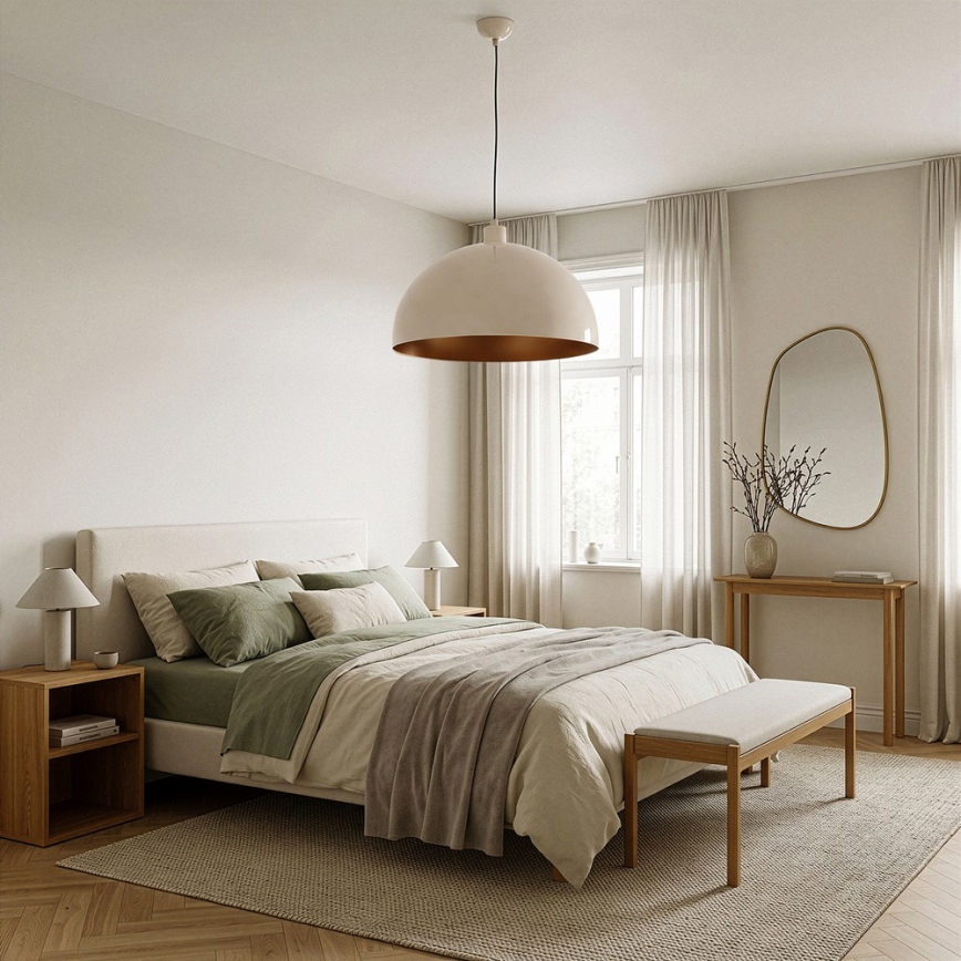 Brilagi - Suspension LED à câble METALO 1xE27/40W/230V Ø 40 cm beige/cuivré