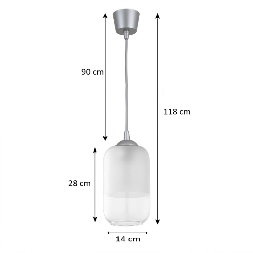 BRILAGI - Suspension LED à câble RETRO GLASS 1xE27/60W/230V Ø 14 cm argenté/blanc