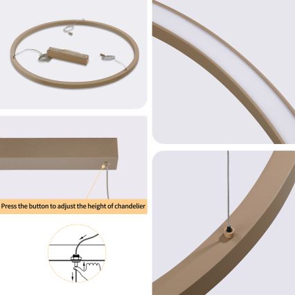 Brilagi - Suspension LED dimmable sur câble PORTOFINO LED/60W/230V 3000-6000K Ø 80 cm beige + télécommande