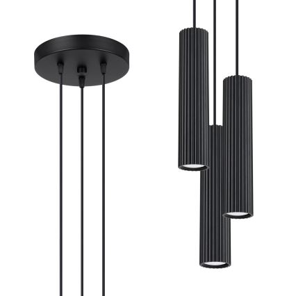 Brilagi - Suspension LED CRESTO sur câble, 3x GU10/10W/230V, noir