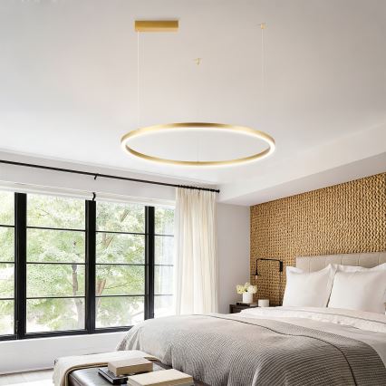 Brilagi - Lustre LED à intensité variable sur câble PORTOFINO LED/60W/230V 3000-6000K Ø 80 cm doré + télécommande