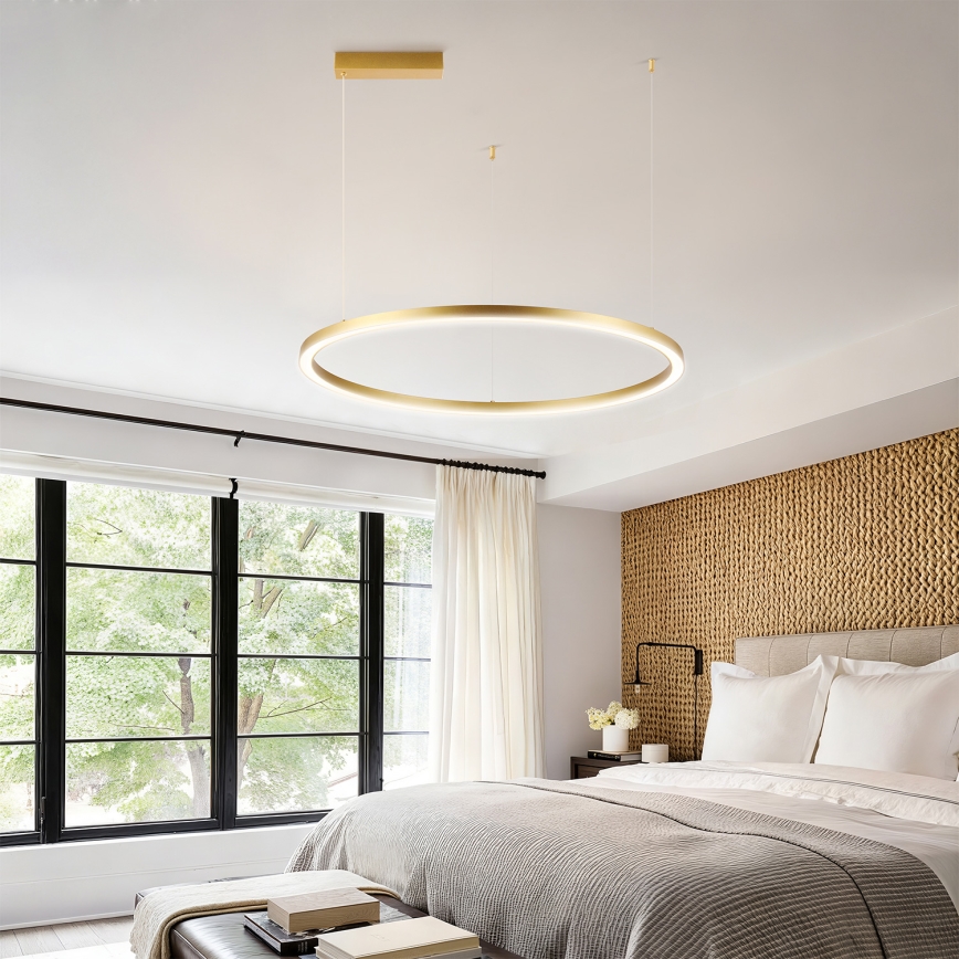 Brilagi - Lustre LED à intensité variable sur câble PORTOFINO LED/60W/230V 3000-6000K Ø 80 cm doré + télécommande