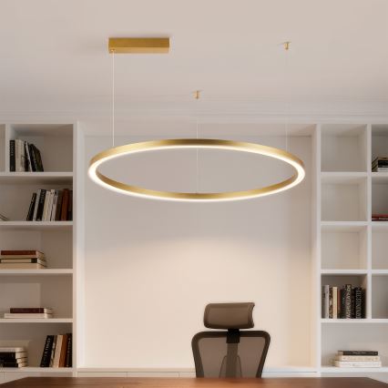 Brilagi - Lustre LED à intensité variable sur câble PORTOFINO LED/60W/230V 3000-6000K Ø 80 cm doré + télécommande
