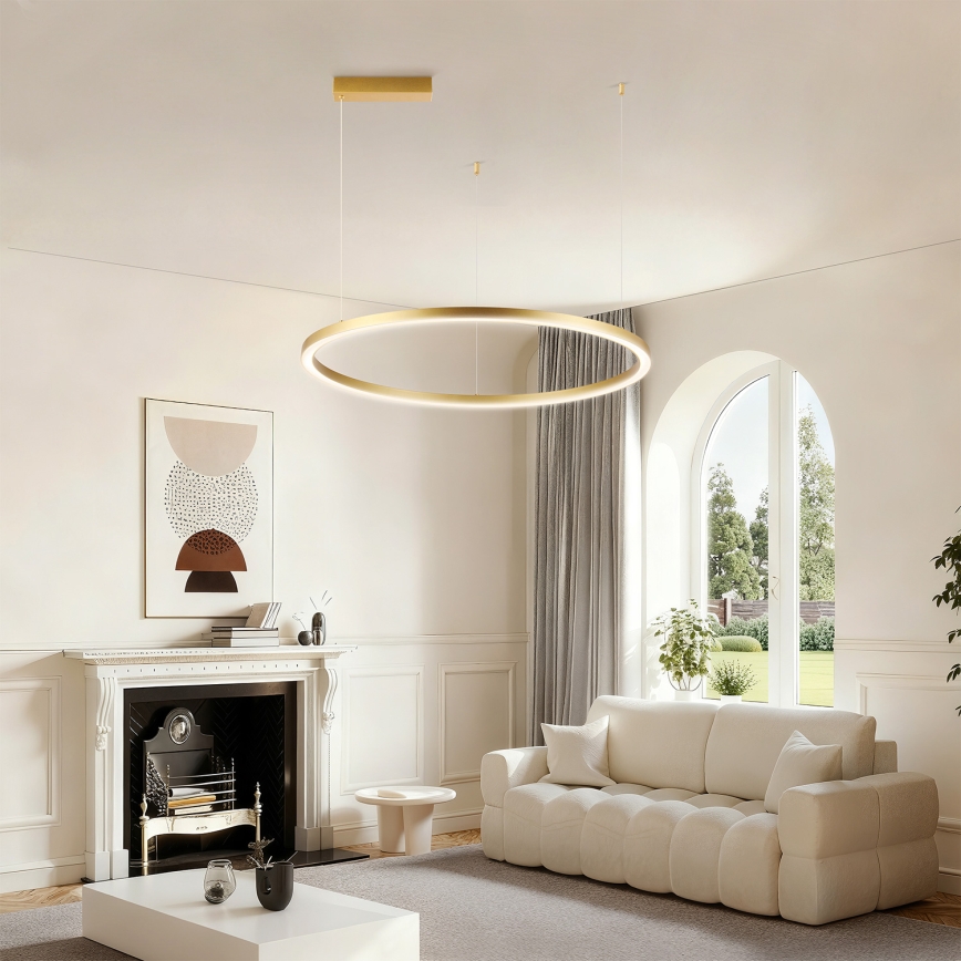 Brilagi - Lustre LED à intensité variable sur câble PORTOFINO LED/60W/230V 3000-6000K Ø 80 cm doré + télécommande