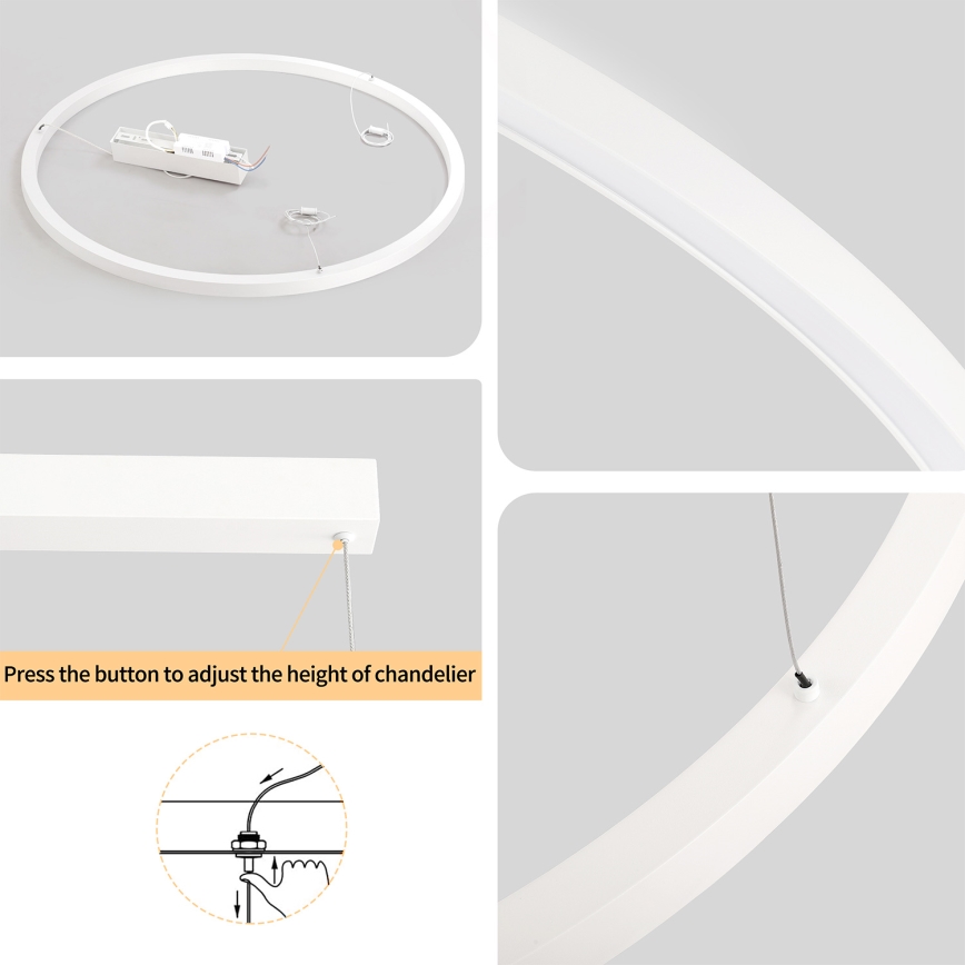 Brilagi - Suspension LED dimmable sur câble PORTOFINO LED/60W/230V 3000-6000K Ø 80 cm blanche + télécommande