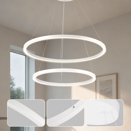 Brilagi - Suspension LED dimmable sur câble PORTOFINO LED/98W/230V 3000-6000K Ø 80 cm blanc + télécommande