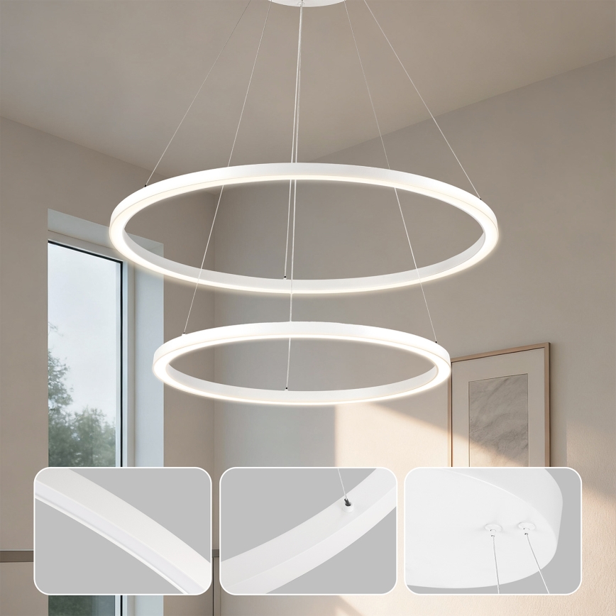 Brilagi - Suspension LED dimmable sur câble PORTOFINO LED/98W/230V 3000-6000K Ø 80 cm blanc + télécommande