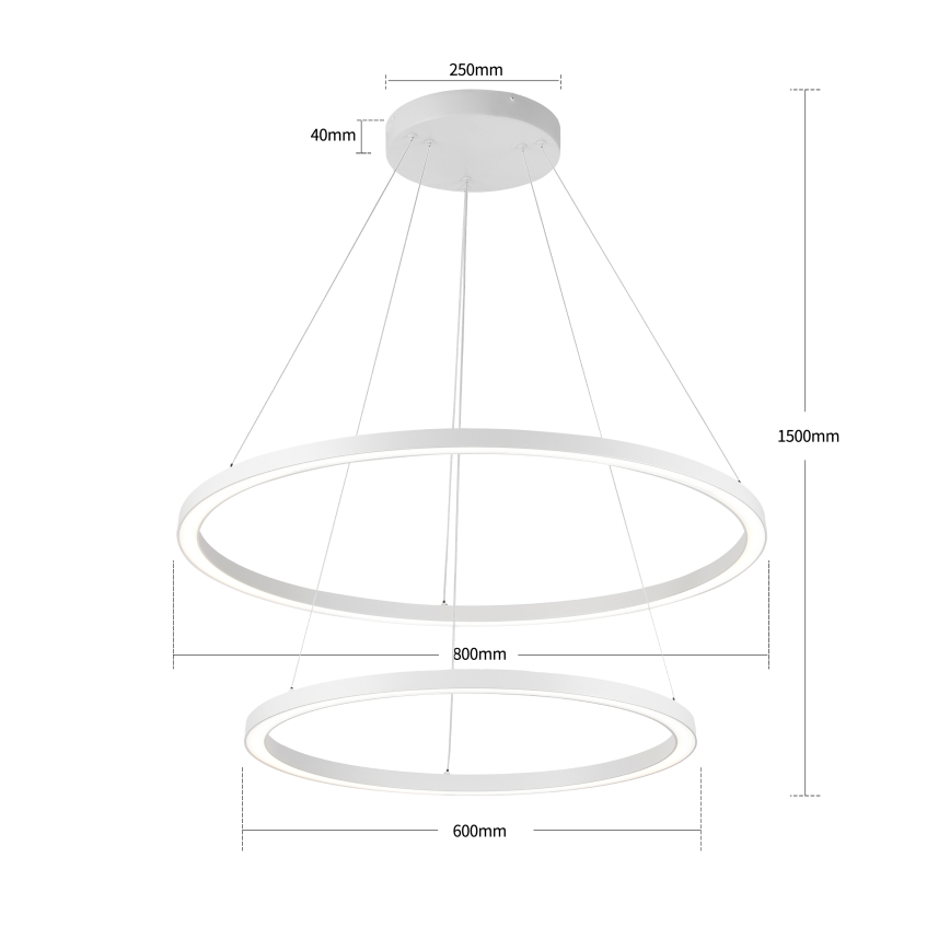 Brilagi - Suspension LED dimmable sur câble PORTOFINO LED/98W/230V 3000-6000K Ø 80 cm blanc + télécommande