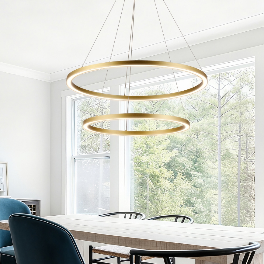 Brilagi - Suspension LED dimmable sur câble PORTOFINO LED/98W/230V 3000-6000K ø 80 cm dorée + télécommande