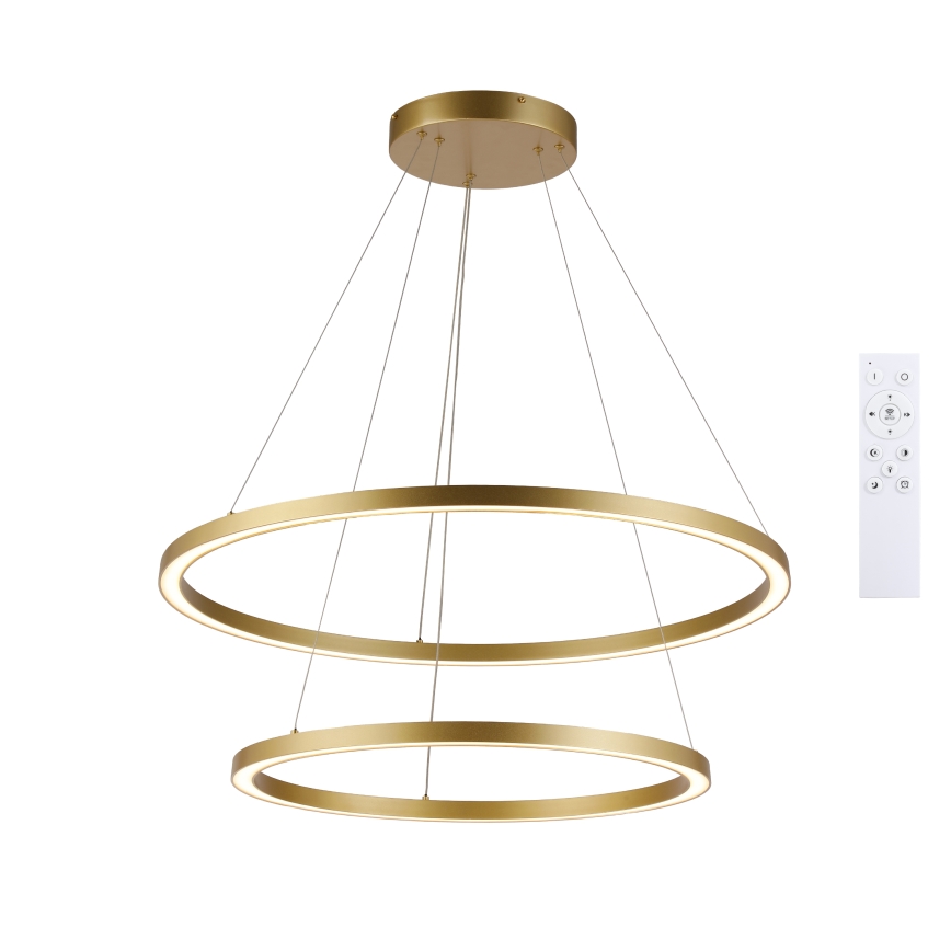 Brilagi - Suspension LED dimmable sur câble PORTOFINO LED/98W/230V 3000-6000K ø 80 cm dorée + télécommande