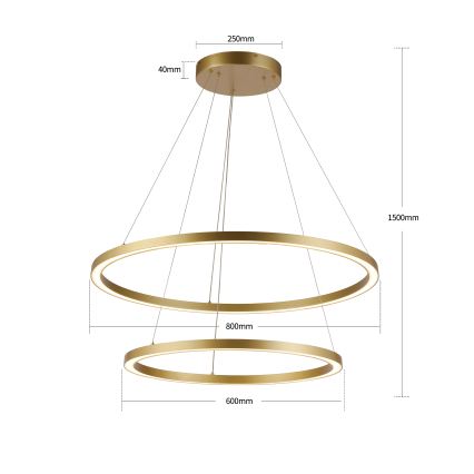 Brilagi - Suspension LED dimmable sur câble PORTOFINO LED/98W/230V 3000-6000K ø 80 cm dorée + télécommande