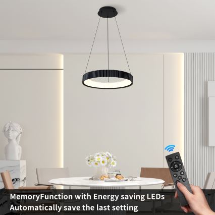 Brilagi - Lustre LED dimmable suspendu sur câble FALCON MODERN LED/30W/230V 3000–6500K Ø 40 cm noir + télécommande