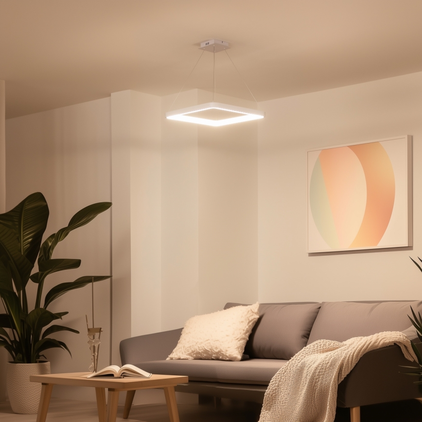 Brilagi - Suspension LED dimmable sur câble FALCON SLIM LED/50W/230V 3000-6500K 50x50 cm blanche + télécommande