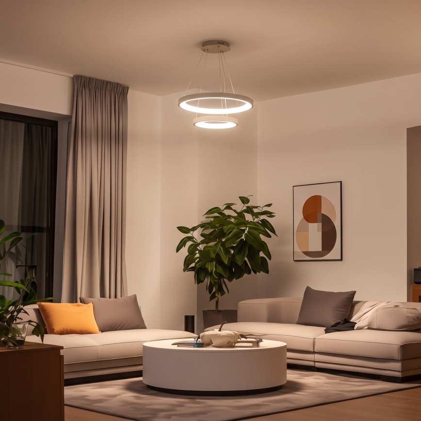 BRILAGI - Lustre LED dimmable sur câble FALCON SLIM LED/68W/230V 3000-6500K Ø 50 cm beige + télécommande