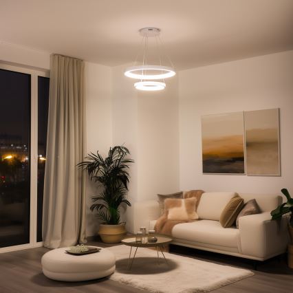 Brilagi - Suspension LED dimmable sur câble FALCON SLIM LED/68W/230V 3000-6500K Ø 50 cm blanc + télécommande