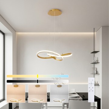 Brilagi - Suspension LED dimmable sur câble INFINITY LED/55W/230V 3000-6000K 50x50 cm dorée + télécommande