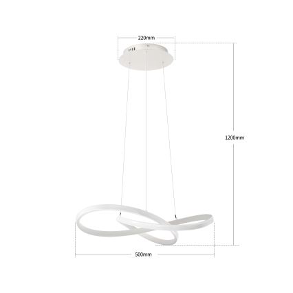 Brilagi - Suspension LED dimmable sur câble INFINITY LED/55W/230V 3000-6000K 50x50 cm blanche + télécommande