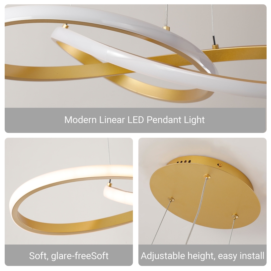 Brilagi - Suspension LED dimmable sur câble INFINITY LED/80W/230V 3000-6000K 80x80 cm doré + télécommande