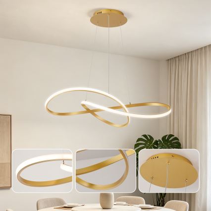 Brilagi - Suspension LED dimmable sur câble INFINITY LED/80W/230V 3000-6000K 80x80 cm doré + télécommande