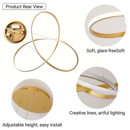 Brilagi - Suspension LED dimmable sur câble INFINITY LED/80W/230V 3000-6000K 80x80 cm doré + télécommande