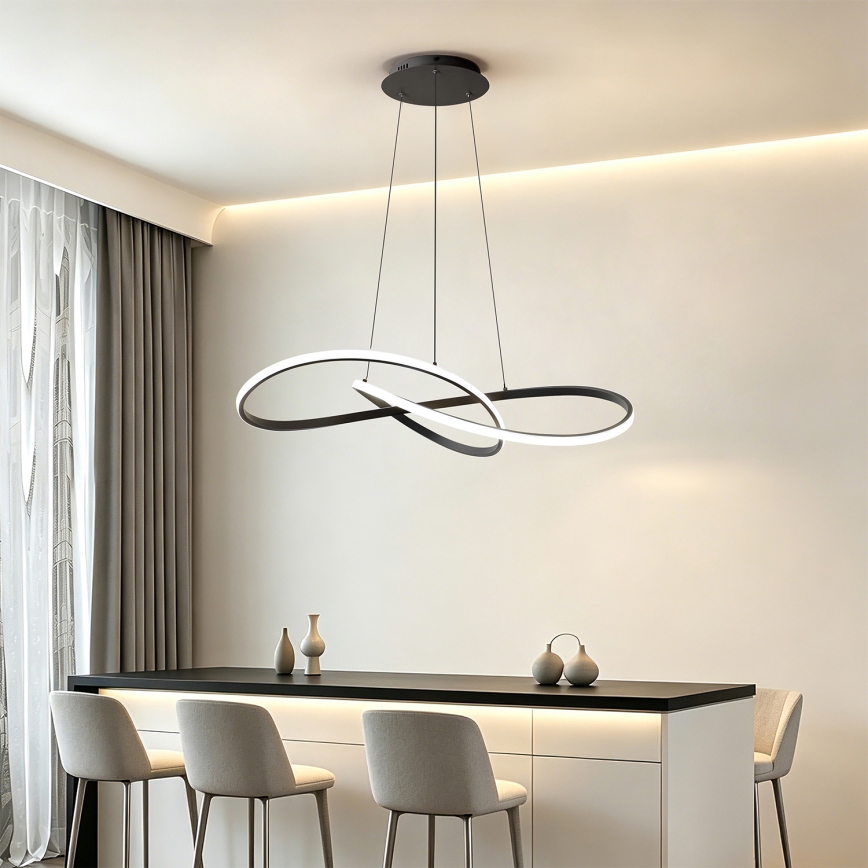 Brilagi - Suspension LED dimmable sur câble INFINITY LED/80W/230V 3000-6000K 80x80 cm noir + télécommande