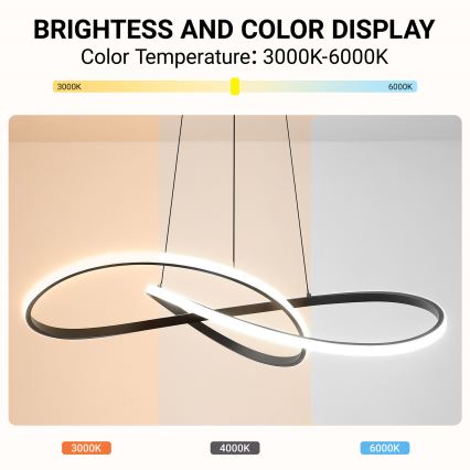 Brilagi - Suspension LED dimmable sur câble INFINITY LED/80W/230V 3000-6000K 80x80 cm noir + télécommande