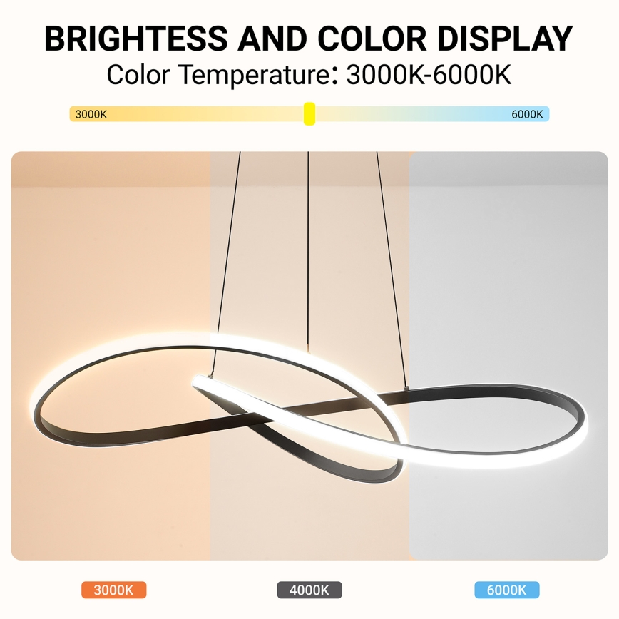 Brilagi - Suspension LED dimmable sur câble INFINITY LED/80W/230V 3000-6000K 80x80 cm noir + télécommande