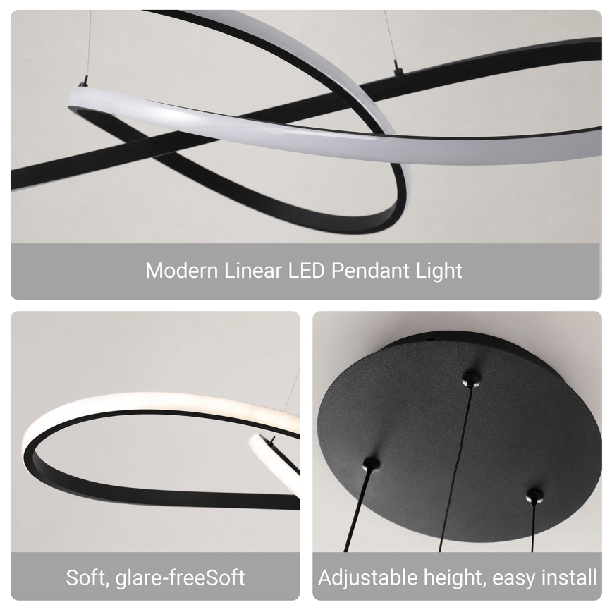 Brilagi - Suspension LED dimmable sur câble INFINITY LED/80W/230V 3000-6000K 80x80 cm noir + télécommande