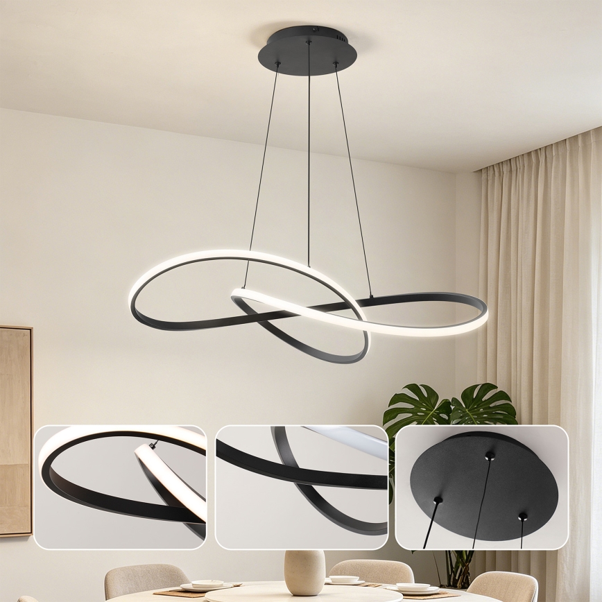 Brilagi - Suspension LED dimmable sur câble INFINITY LED/80W/230V 3000-6000K 80x80 cm noir + télécommande